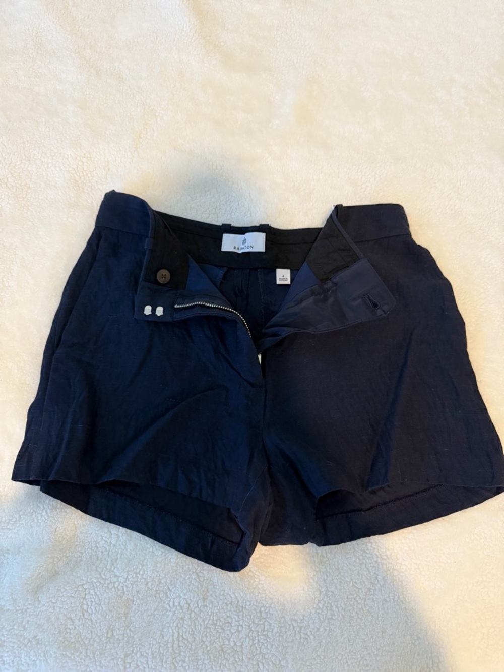 Aritzia Dark Navy High-Waist Linen-Blend Women’s Shorts
